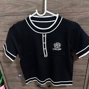 Black Shirt with White Trim size S